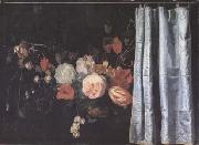 SPELT, Adrian van der Flower Still Life with Curtain (mk14) Sweden oil painting reproduction
